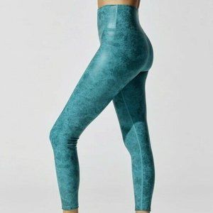 Carbon38 Leatherette High Rise 7/8 Leggings Dark Teal Large